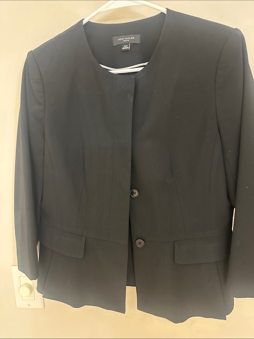 Ann Taylor Black Collarless Button Blazer